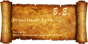 Breszlauer Erik névjegykártya